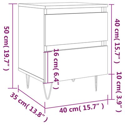 vidaXL Bedside Cabinet Sonoma Oak 40x35x50 cm Engineered Wood