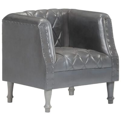 vidaXL Tub Chair Grey Real Goat Leather