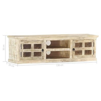 vidaXL TV Cabinet White 130x30x36 cm Solid Mango Wood