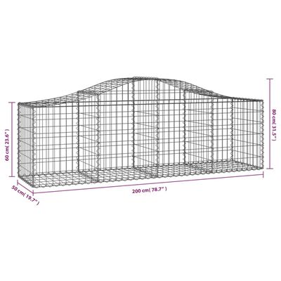 vidaXL Arched Gabion Baskets 14 pcs 200x50x60/80 cm Galvanised Iron