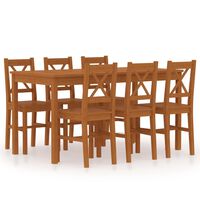 vidaXL 7 Piece Dining Set Pinewood Honey Brown