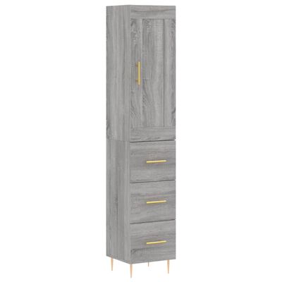 vidaXL Highboard Grey Sonoma 34.5x34x180 cm Engineered Wood