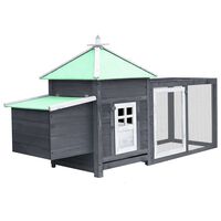 vidaXL Chicken Coop with Nest Box Grey 190x72x102 cm Solid Firwood