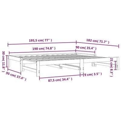 vidaXL Pull-out Day Bed without Mattress White 2x(90x190) cm