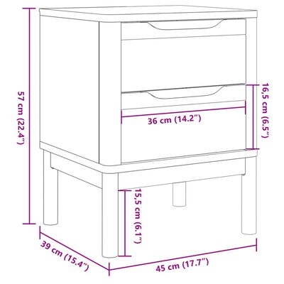 vidaXL Bedside Cabinet FLORO Wax Brown 45x39x57 cm Solid Wood Pine