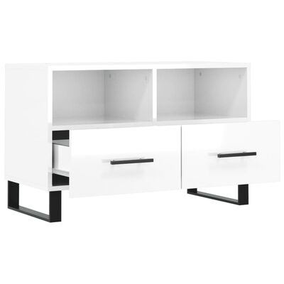 vidaXL TV Cabinet High Gloss White 80x36x50 cm Engineered Wood