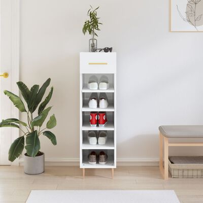 vidaXL Shoe Cabinet High Gloss White 30x35x105 cm Engineered Wood