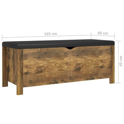 vidaXL Storage Box with Cushion Smoked Oak 105x40x45 cm Engineered Wood