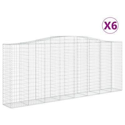 vidaXL Arched Gabion Baskets 6 pcs 400x50x160/180 cm Galvanised Iron