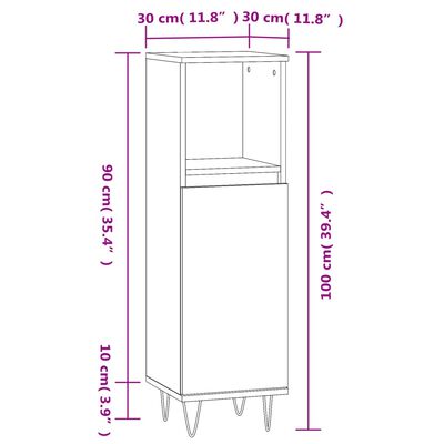 vidaXL Bathroom Cabinet Sonoma Oak 30x30x100 cm Engineered Wood