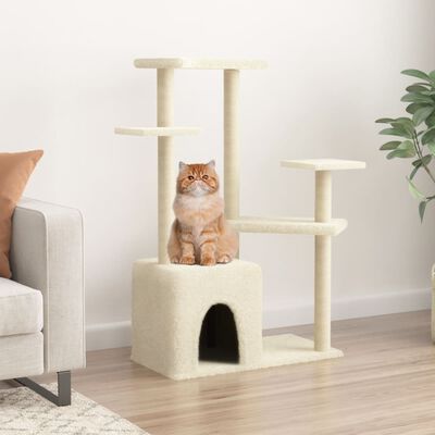 vidaXL Cat Tree with Sisal Scratching Posts Cream 107.5 cm