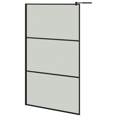 vidaXL Walk-in Shower Wall with Shelf Black 115x195 cm ESG Glass&Aluminium