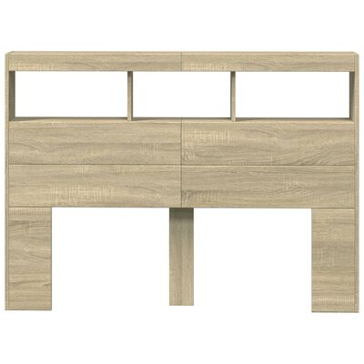 vidaXL Headboard Cabinet with LED Sonoma Oak 140x17x102 cm