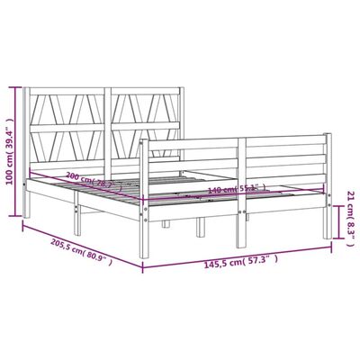 vidaXL Bed Frame without Mattress White 140x200 cm Solid Wood