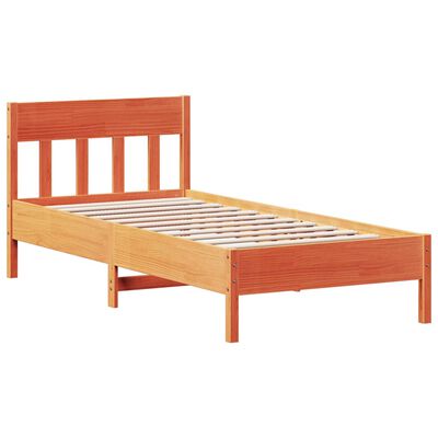 vidaXL Bed Frame without Mattress Wax Brown 75x190 cm Small Single Solid Wood Pine