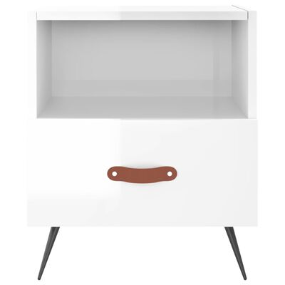 vidaXL Bedside Cabinets 2 pcs High Gloss White 40x35x47.5 cm Engineered Wood