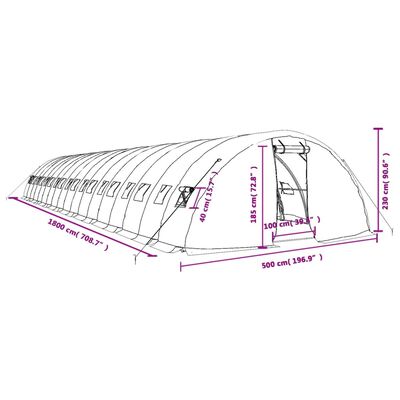 vidaXL Greenhouse with Steel Frame Green 90 m² 18x5x2.3 m