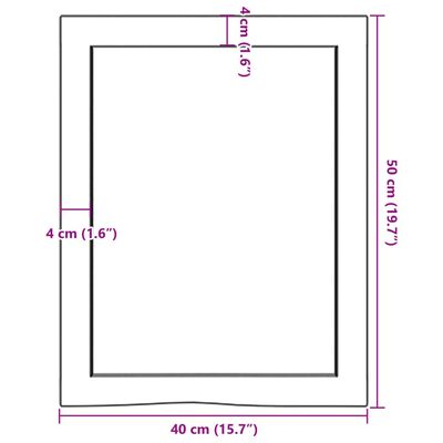 vidaXL Bathroom Countertop 40x50x(2-4) cm Untreated Solid Wood