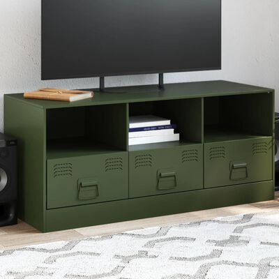 vidaXL TV Cabinet Olive Green 99x39x44 cm Steel