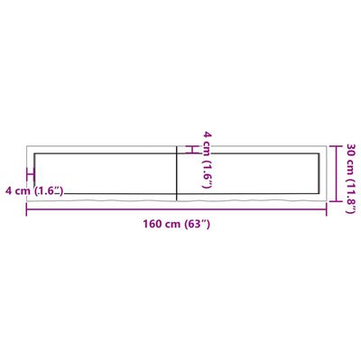 vidaXL Bathroom Countertop 160x30x(2-6) cm Untreated Solid Wood