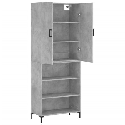 vidaXL Highboard Concrete Grey 69.5x34x180 cm Engineered Wood