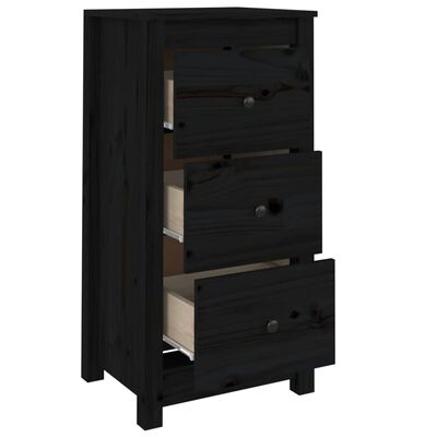 vidaXL Sideboard Black 40x35x80 cm Solid Wood Pine