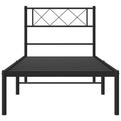 vidaXL Metal Bed Frame with Headboard Black 100x190 cm