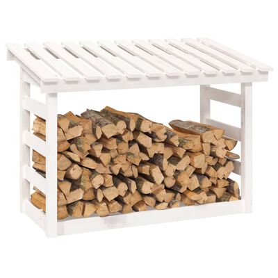 vidaXL Firewood Rack White 108x64.5x78 cm Solid Wood Pine