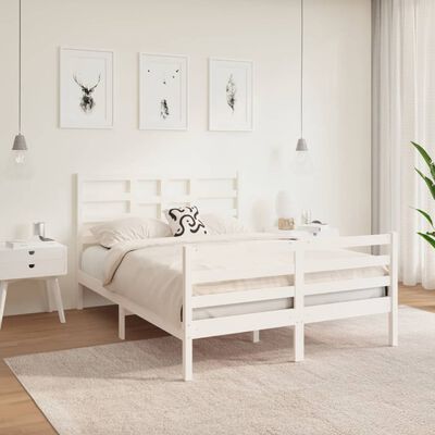 vidaXL Bed Frame without Mattress White Solid Wood 120x190 cm Small Double