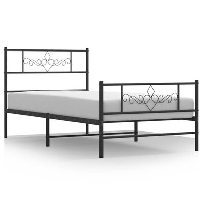 vidaXL Metal Bed Frame without Mattress with Footboard Black 100x190 cm