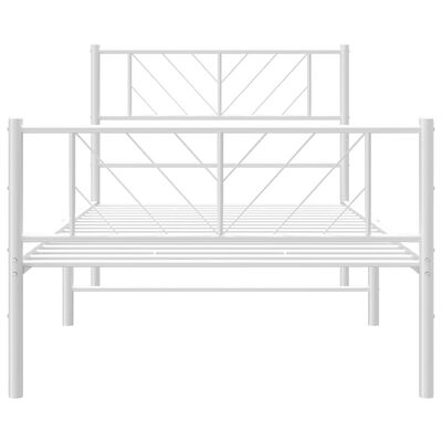 vidaXL Metal Bed Frame without Mattress with Footboard White 90x200 cm