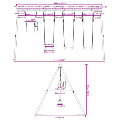 vidaXL Outdoor Swing Set with Swings and Trapeze