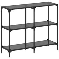 vidaXL Console Table with Black Glass Top 98x30x81 cm Steel