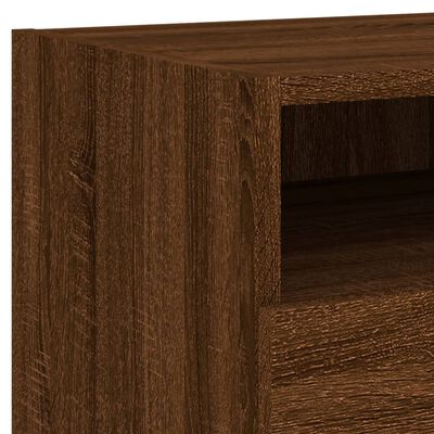 vidaXL Bedside Cabinet with LED Lights Brown Oak 40x39x37 cm