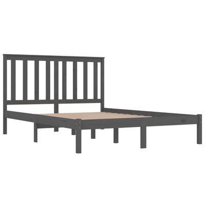 vidaXL Bed Frame Grey Solid Wood Pine 120x190 cm Small Double
