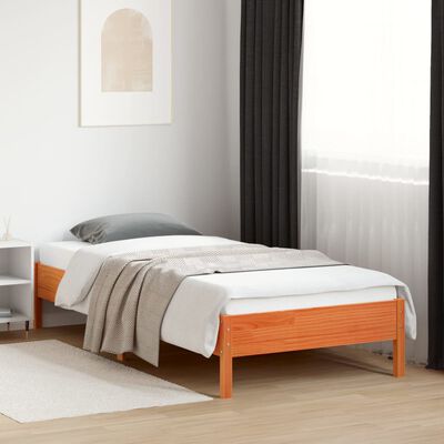 vidaXL Bed Frame without Mattress Wax Brown 100x200 cm Solid Wood Pine