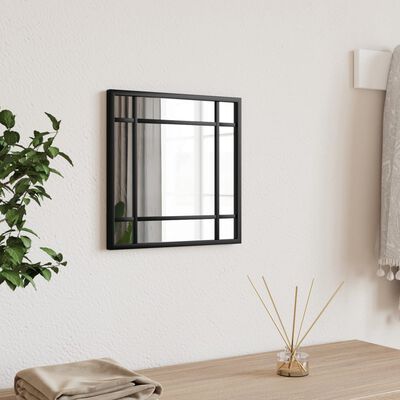 vidaXL Wall Mirror Black 30x30 cm Square Iron