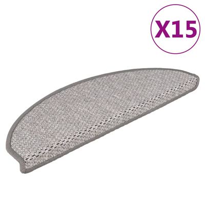 vidaXL Stair Mats Self-adhesive Sisal-Look 15 pcs 65x21x4 cm Platina