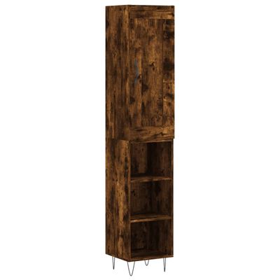 vidaXL Highboard Smoked Oak 34.5x34x180 cm Engineered Wood