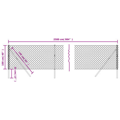 vidaXL Chain Link Fence Green 1x25 m