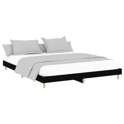 vidaXL Bed Frame without Mattress Black 150x200 cm King Size Engineered Wood