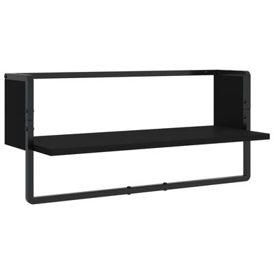 vidaXL 4 Piece Wall Shelf Set with Bars Black Engineered Wood