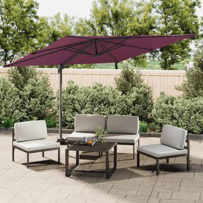 vidaXL LED Cantilever Garden Parasol Bordeaux Red 400x300 cm