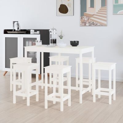 vidaXL 7 Piece Bar Set White Solid Wood Pine