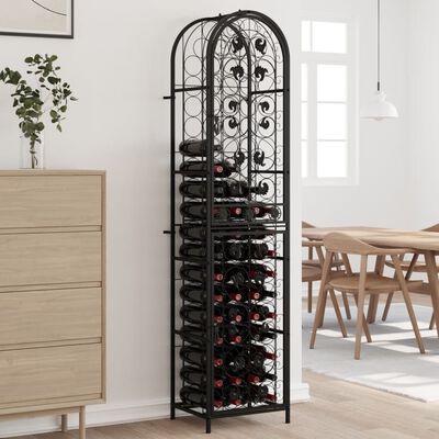 vidaXL Wine Rack for 73 Bottles Black 45x36x200 cm Wrought Iron