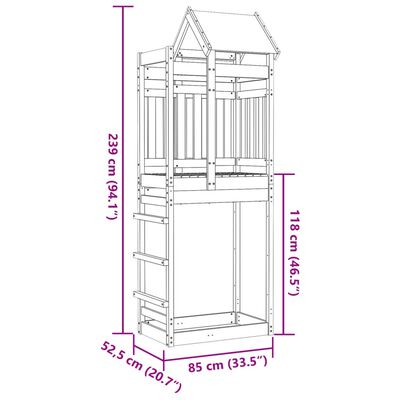 vidaXL Play Tower 85x52.5x239 cm Solid Wood Douglas Fir