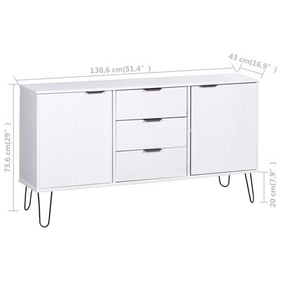 vidaXL Sideboard New York White Solid Pine Wood