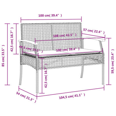 vidaXL 3 Piece Garden Dining Set with Cushions Black Poly Rattan