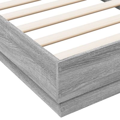 vidaXL Bed Frame without Mattress Grey Sonoma 75x190 cm Small Single Engineered Wood