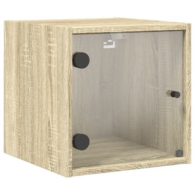 vidaXL Bedside Cabinet with Glass Door Sonoma Oak 35x37x35 cm